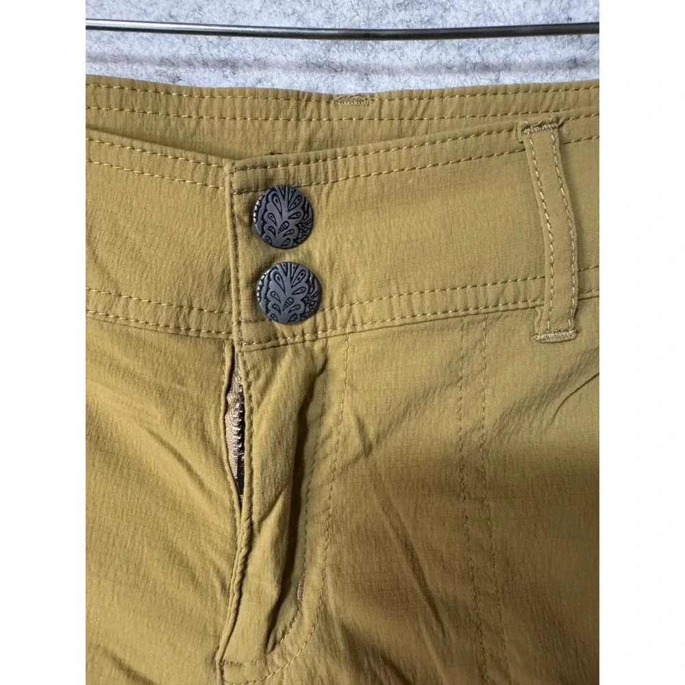 Prana Women's Khaki Shorts Tan Casual flat Front Size 34 Waist Hiking Summer